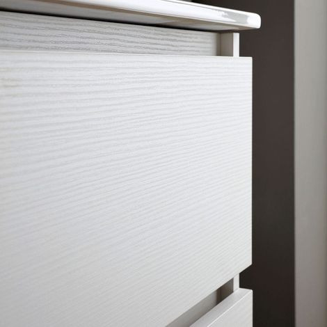 Kiamami Valentina – Meuble de salle de bains suspendu 80cm blanc export avec lavabo en céramique – 2 tiroirs avec fermeture amortie – Design moderne — photo 4