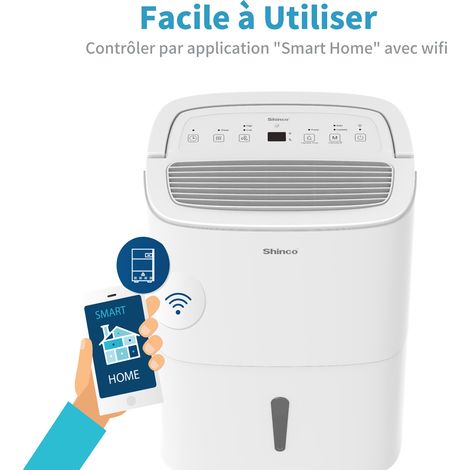 Shinco – Déshumidificateur 50L/jour pour pièces jusqu'à 55m² – Drainage continu, contrôle APP, filtre à charbon actif – Mode séchage et silence — photo 3