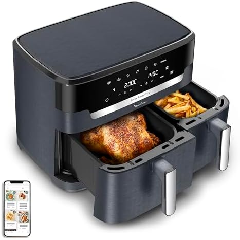 2026 Moulinex air fryer deux compartiments, très grande capacité 11L, 10 personnes, 7 Programmes automatiques, friteuse sans