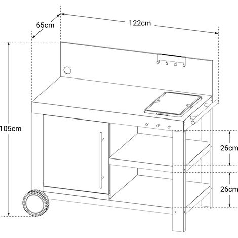 Desserte de jardin pour Plancha / Barbecue COOK'IN GARDEN Nova XL - Acier - Avec Crédence - Étagère - Porte Serviette - Porte Ustensiles - Gris — photo 4