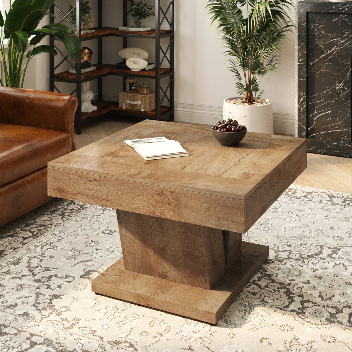 Tribesigns Table basse carrée, Table basse en bois pour salon