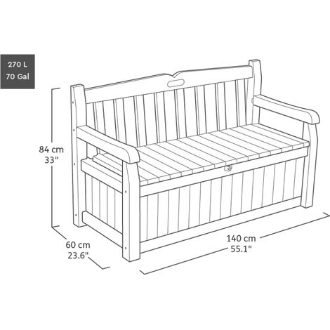 Banc de jardin avec coffre de rangement verrouillable – Résine texturée résistante – 265L – 140x60x84 cm – Anthracite – Tepro — photo 5