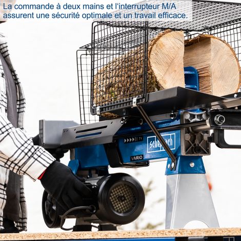 Scheppach Fendeur de Bûches horizontal HL760L - Fendeur de bois de chauffage hydraulique - 230V / 2200W - Puissance 7 T - Pression 208 bar - Longueur de fendage 520mm