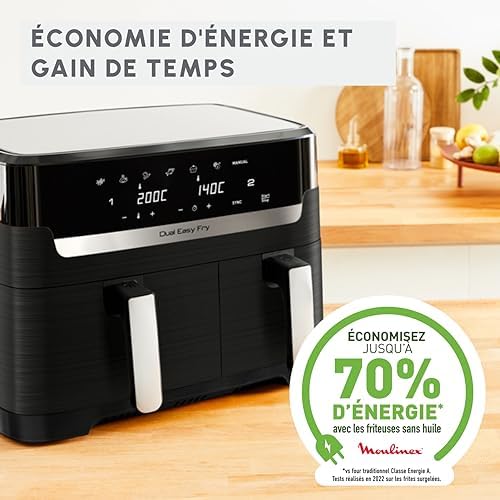 2026 Moulinex air fryer deux compartiments, très grande capacité 11L, 10 personnes, 7 Programmes automatiques, friteuse sans