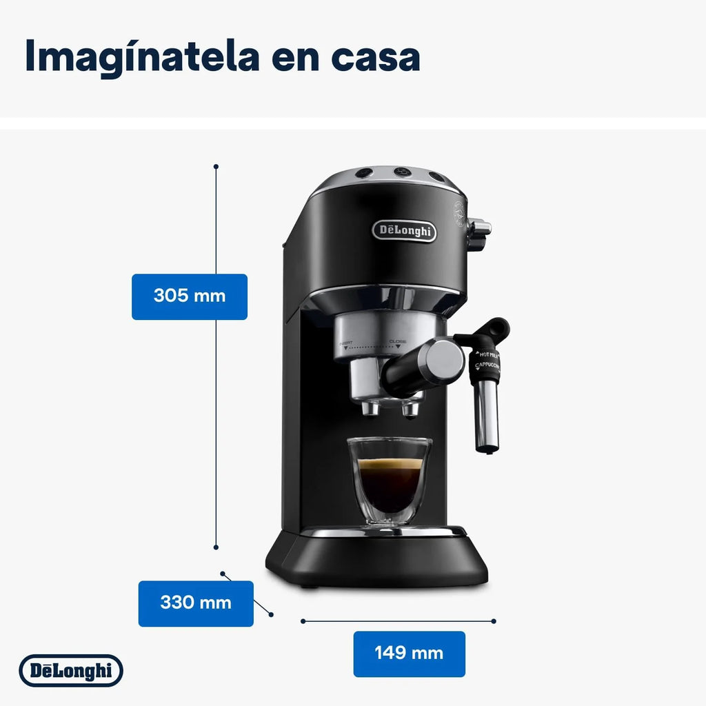 2026 De'Longhi Dedica – Cafetière à pompe en acier inoxydable pour café moulu ou individuel, expresso et cappuccino, réservoi