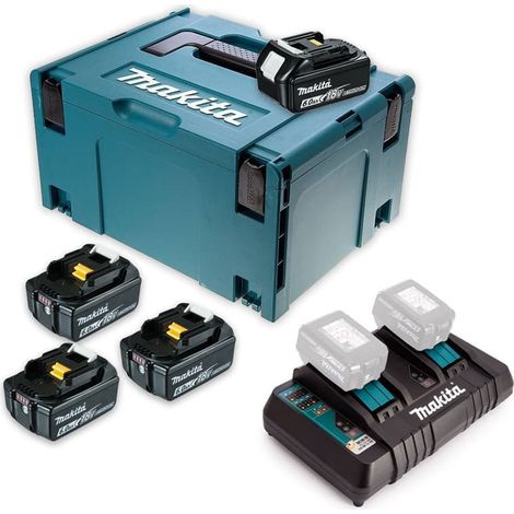 Pack de 4 Batteries 6Ah MAKITA BL1860 - 198091-4 - Chargeur double DC18RD - Coffret Makpac — photo 5