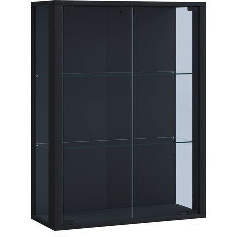 Ebuy24 – Vitrine murale noire avec 2 portes vitrées – 2 étagères en verre – À fixer au mur – Design moderne et élégant — photo 2