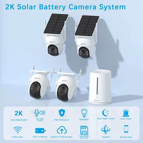 Kit Caméra de Surveillance Extérieur ARCCTV Sans fil 4MP batteries solaires Station de base Plug andPlay Carte sd 32G avec 4 caméras — photo 2