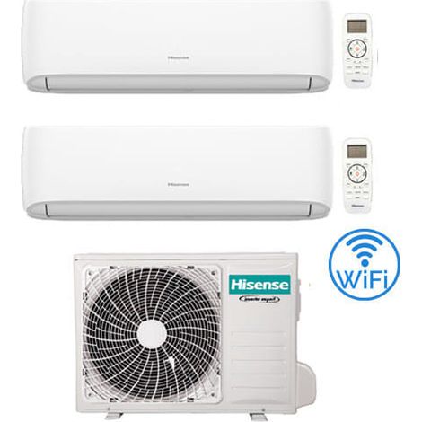 Hisense – Climatiseur réversible double split Inverter 9000 + 12000 BTU – Wifi – Classe A++/A+ – Autonettoyage – Super refroidissement 19 dB — photo 1