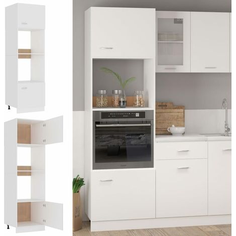 Vidaxl – Meuble micro-ondes Lyon blanc 60 x 57 x 207 cm – Bois d'ingénierie – 4 étagères – 2 portes – Rangement optimisé pour cuisine — photo 6
