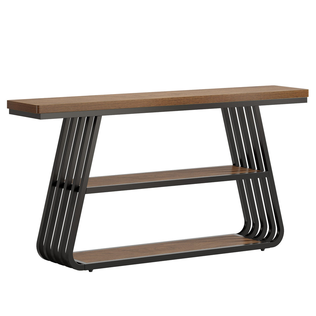 Tribesigns Console de 140 cm, Table basse à 3 niveaux avec structure en fer pour le salon