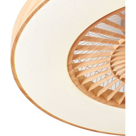 Qazqa – Ventilateur de plafond 60cm en bois naturel – Éclairage LED dimmable 1600 lumens – Télécommande incluse – Pour salon et chambre — photo 3