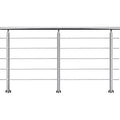 Aica Sanitaire – Garde-corps inox 240cm argenté – 1 main courante Ø42.4mm – 5 traverses Ø10mm – Angle réglable 0-40° – Kit complet pour intérieur et extérieur
