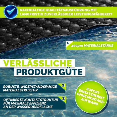 Tillvex – Couverture solaire de piscine 400 µm rectangulaire 800 x 400 cm – Film solaire découpable – Réduction évaporation 90% – Chauffage écologique — photo 4