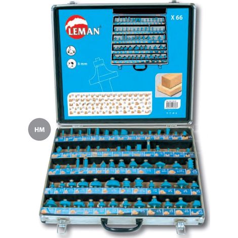 Coffret de 66 mèches défonceuse LEMAN - 42870066 - Carbure - Queue 8mm — photo 1