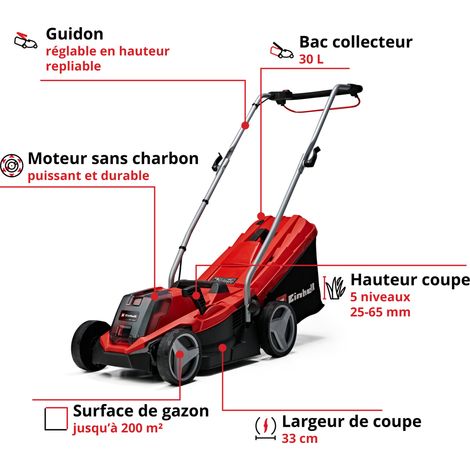 Einhell Tondeuse à gazon sans fil GE-CM 18/33 Li Kit PXC (18V, Brushless, Largeur de Coupe 33cm) Livré avec Batterie 4,0 Ah et Chargeur — photo 2
