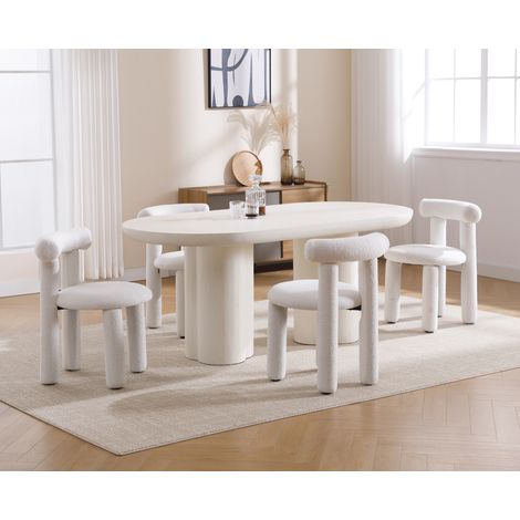 Wahson Lot de 2 chaises en fausse fourrure – Chaise salle à manger moderne sans accoudoirs – Pieds en métal – Confort optimal – Couleur blanche — photo 4