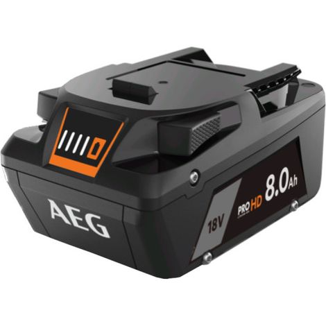 AEG – Batterie Pro Lithium 18V 8,0 Ah – Technologie HD SYNC – Protection surcharge et surchauffe – Jauge d'autonomie intégrée