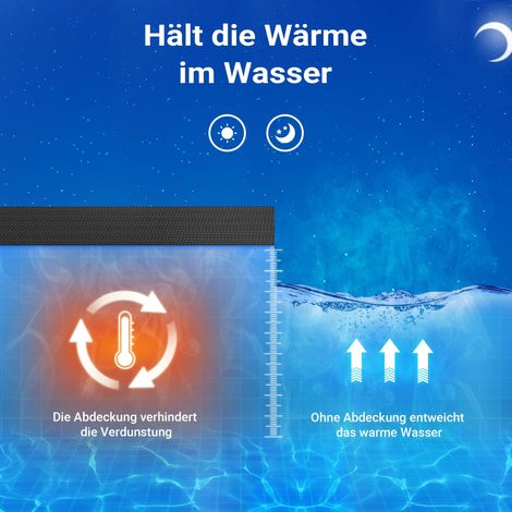 Wiltec Bâche à bulles solaire rectangulaire pour piscine, 5 x 8 m, 400 µ, en PE, couleur noire, couverture piscine, chauffage piscine — photo 4