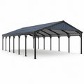 Carport double en acier noir et gris anthracite 1200 × 600 × 365 cm avec toit rigide à deux pentes - 2026