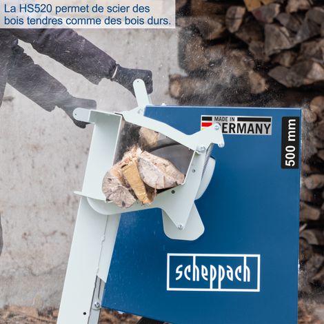 Scheppach Scie à bûches HS720 - Scie à bascule pour bois de chauffage - Lame de Ø700mm - Puissance de 3000W - Raccordement 230V - Made in Germany - Coupe réversible 250mm - Pour Bûches 370 x 240mm — photo 3