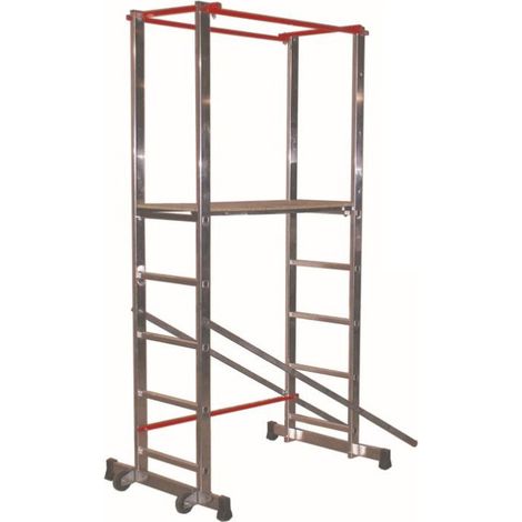 Escalux – Échafaudage aluminium 150 kg – Hauteur de travail 3,60 m – 1 plateau 111x41 cm – Système de garde-corps – 4 larges embouts anti-dérapants — photo 3