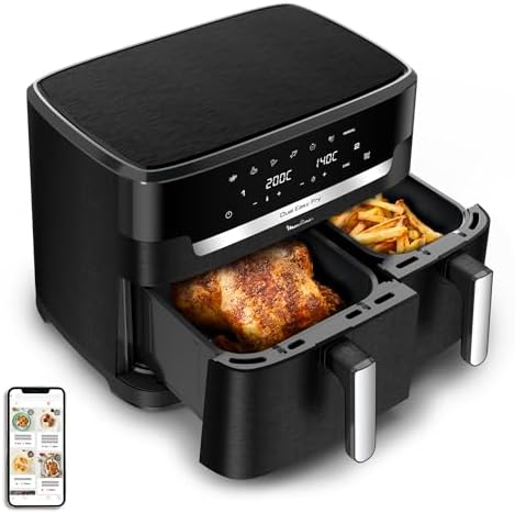 2026 Moulinex air fryer deux compartiments, très grande capacité 11L, 10 personnes, 7 Programmes automatiques, friteuse sans