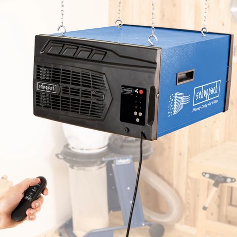 Scheppach Purificateur d'air HDA-14 - 740 m³/h de capacité - 3 Niveaux de Filtration jusqu'à 1 μm - Contrôle à distance & Suspension murale - Pour atelier jusqu'à 400m² — photo 2