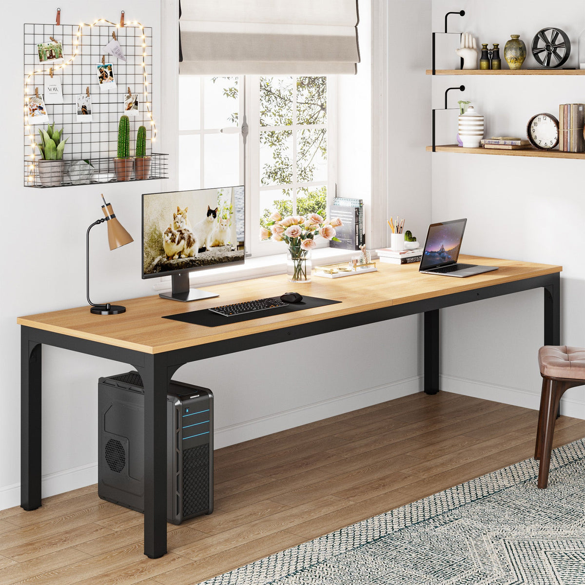Tribesigns Bureau d'ordinateur, Bureau informatique Table longue pour deux