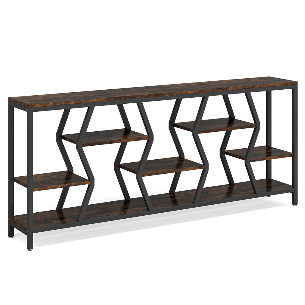Tribesigns Console de 180 cm avec 4 étagères, Table basse étroite de style industriel champêtre