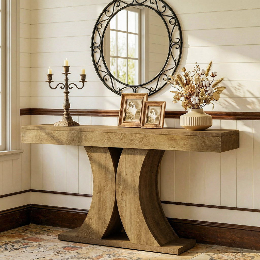 Tribesigns Console 150 cm, Table d'entrée étroite en bois pour salon