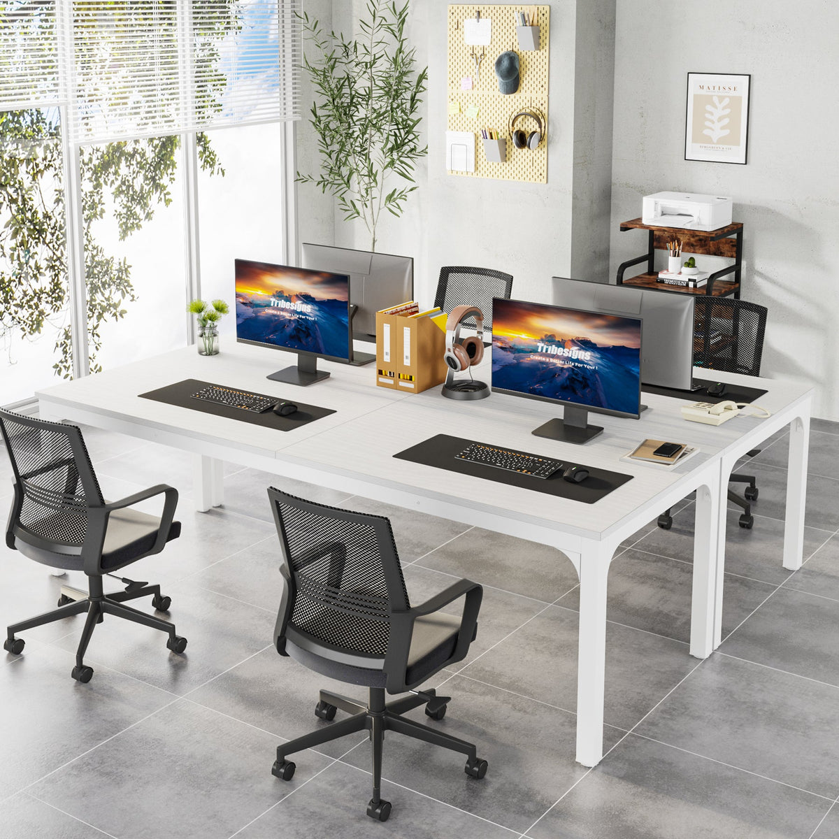 Tribesigns Bureau d'ordinateur, Bureau informatique Table longue pour deux