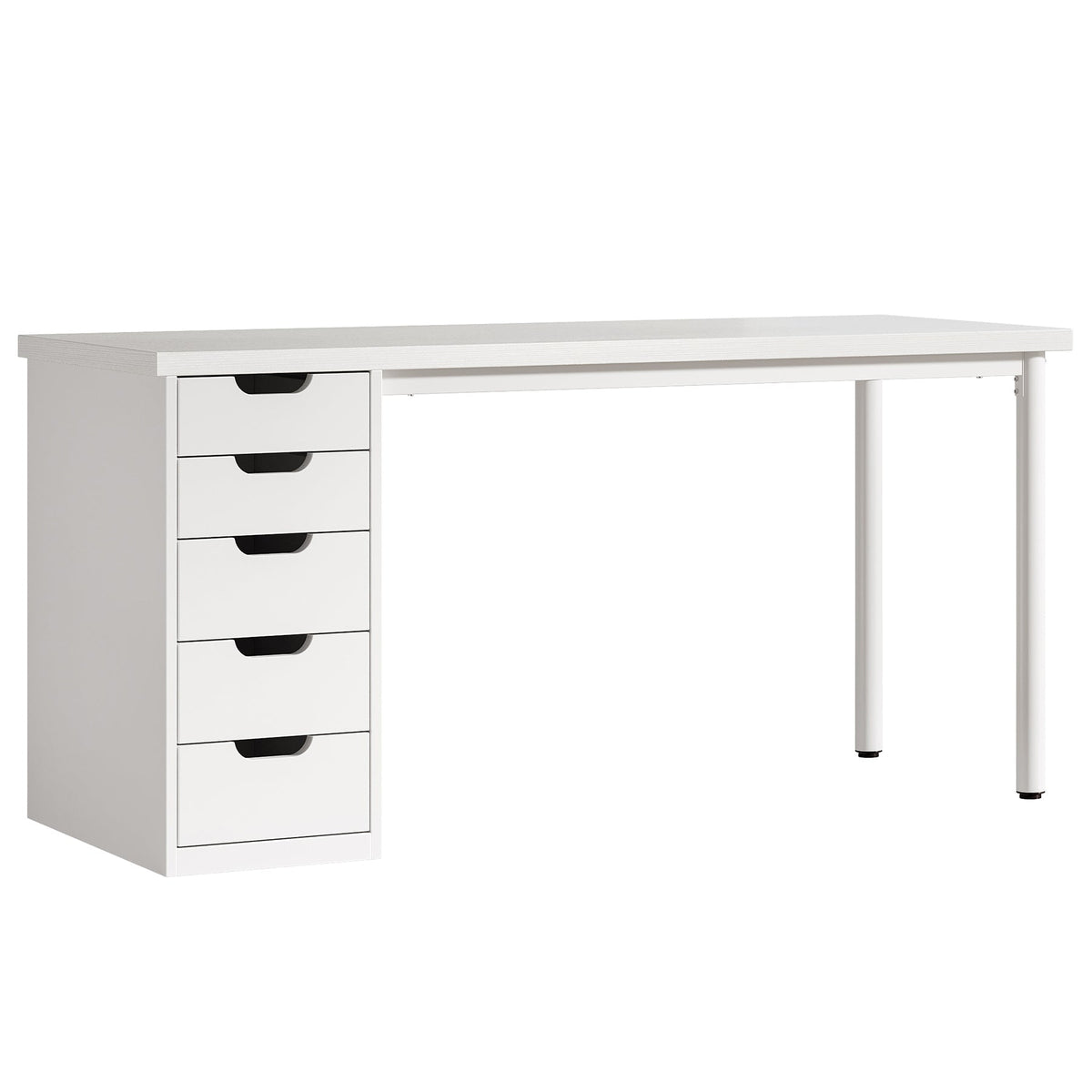 Tribesigns Bureau 120 cm avec 5 tiroirs Bureau d'ordinateur compact avec espaces de rangement