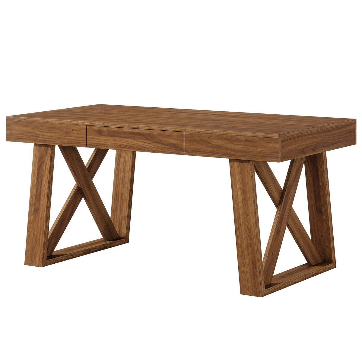 Tribesigns Bureau 140cm de Large avec Tiroir, Table d'étude Rétro Brun