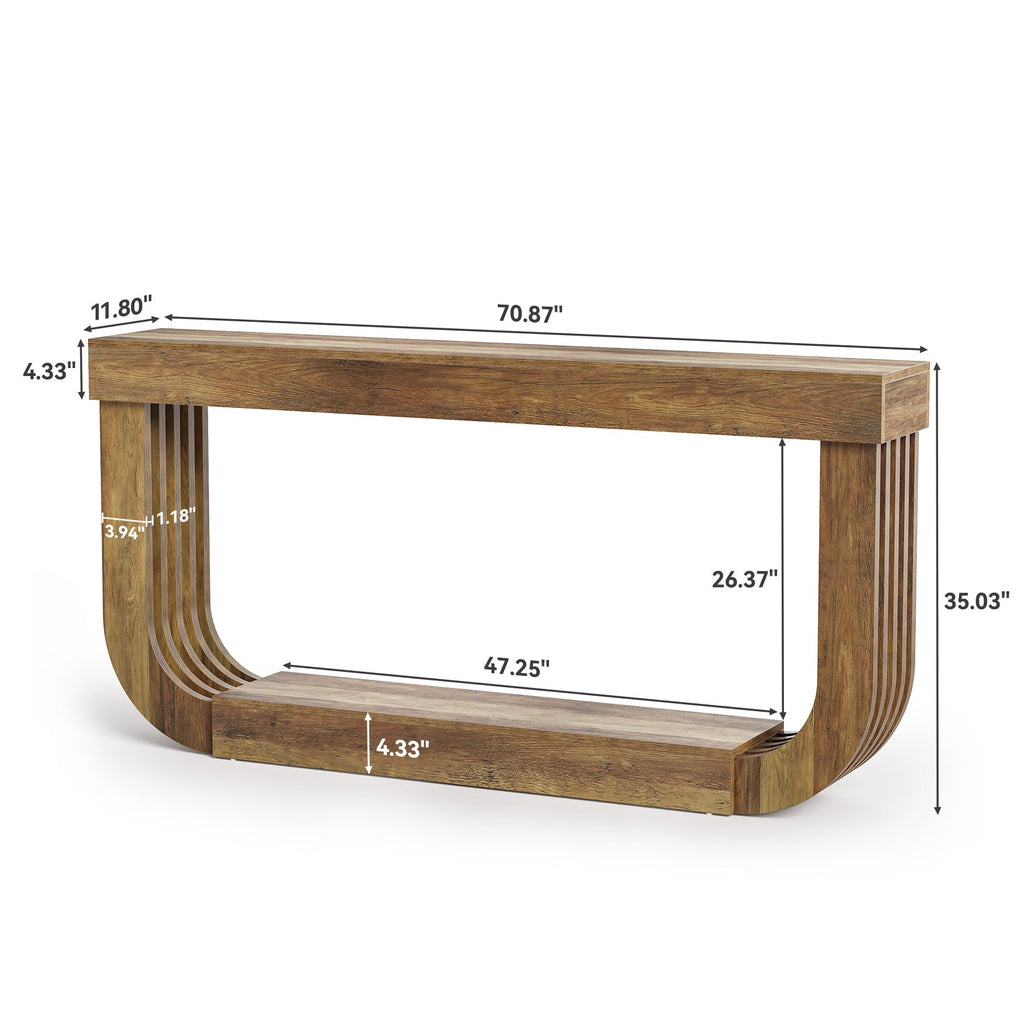 Tribesigns Table console 180 cm, Table d'appoint à 2 niveaux avec pied en forme de U