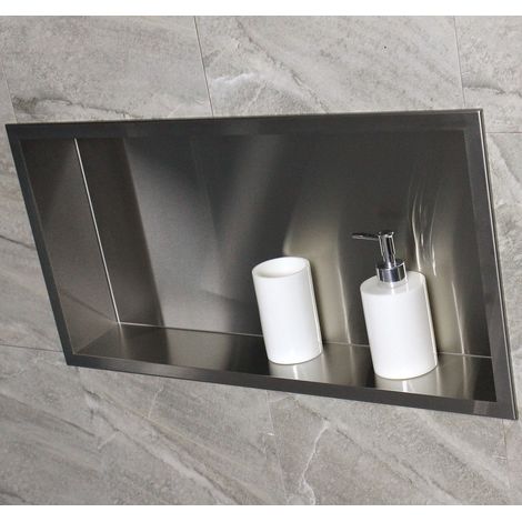 BERNSTEIN - Niche murale de douche, étagère encastrable douche acier inox - 60x30x10cm - BS603010 Acier brosséAcier inoxydable brossé — photo 4