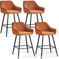 JYMTOM Lot de 4 tabourets de bar chaises en velours,Siège rembourrée, pieds en métal,tabouret. chaises à manger, bars, jambes métalliques-orange — photo 1