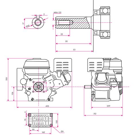 Eberth – Moteur thermique 6,5 CV 196cc arbre 19mm – Démarrage par traction – Carburateur haute qualité – Sécurité manque d'huile — photo 2