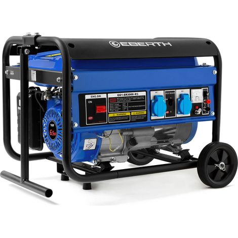 Eberth – Groupe électrogène 3000W 6,5 CV essence – AVR, 2x230V, 1x12V, démarrage câble – Autonomie 9-11h, niveau sonore 69dB — photo 1