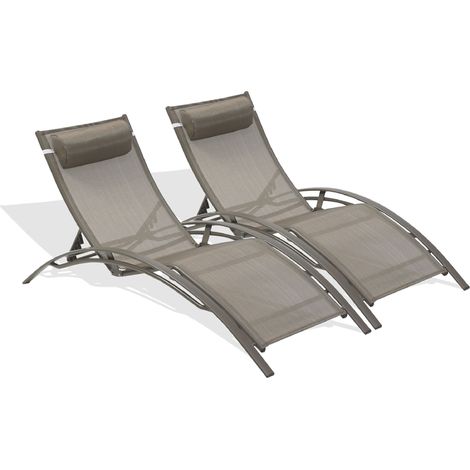 Dcb Garden – Lot de 2 bains de soleil empilables en aluminium – Dossier réglable 5 positions – Toile plastifiée résistante – Confortable têtière — photo 1