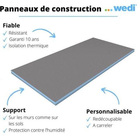 Wedi – Panneau d'isolation en mousse XPS 260 x 120 x 1,25 cm – Étanchéité et isolation thermique – Compatible carrelage et revêtements — photo 2