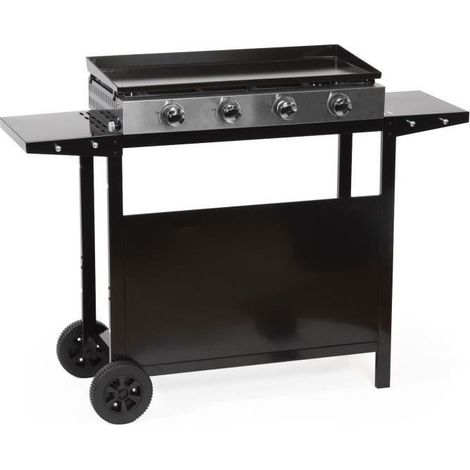 Happy Garden – Plancha à gaz 4 brûleurs 8kW – Acier émaillé – Chariot à roulettes – Bac récupérateur de graisse — photo 6
