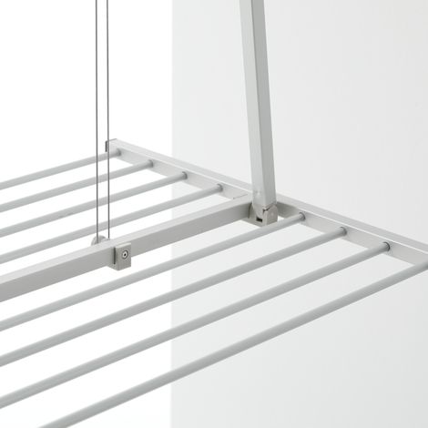 Étendoir de plafond en aluminium et acier – Séchoir vertical repliable 12m – Charge max 10kg – Dimensions L.152 x P.54 x H.25cm – Foxydry — photo 2