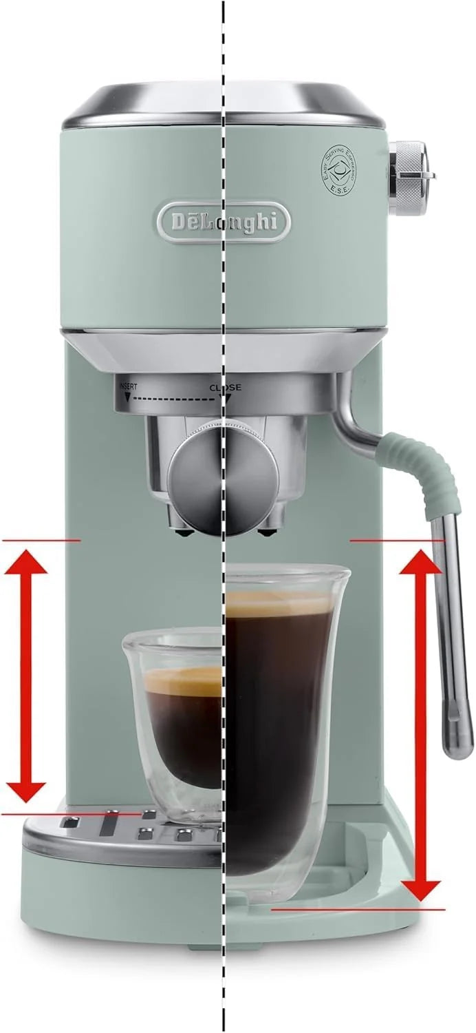 2026 De'Longhi Dedica – Cafetière à pompe en acier inoxydable pour café moulu ou individuel, expresso et cappuccino, réservoi