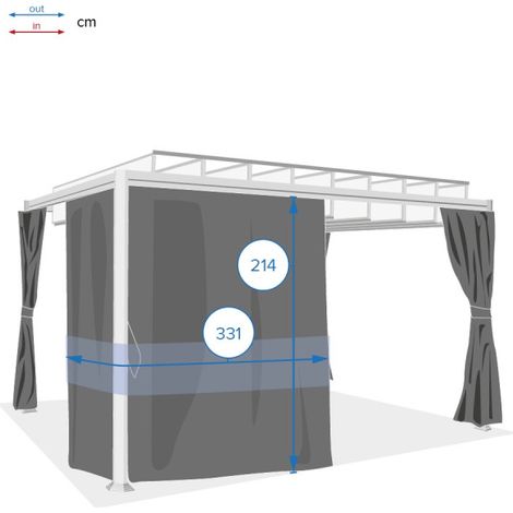 Hesperide – Jeu de 4 rideaux latéraux en polyester 330 x 215 cm – Opaque gris pour tonnelle Belize 3 x 3,8 m – Protection contre les intempéries — photo 3