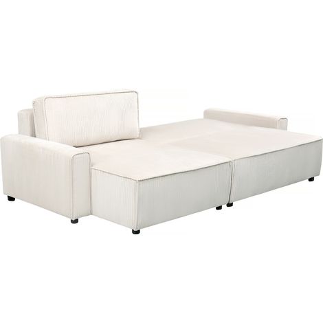 Palozi Sofa – Canapé d'angle convertible réversible en velours côtelé beige – 3 places – Coffre de rangement – Dimensions 282 x 153 x 93 cm — photo 3