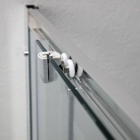 Kiamami Valentina – Porte de douche carrée 80x80 cm – Verre trempé 6 mm – Aluminium chromé – Ouverture coulissante – Nettoyage facile — photo 6