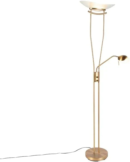 2026 Qazqa lexus - LED Dimmable Lampadaire avec lampe de lecture variateur inclus - 1 lumière - H 1800 mm - Bronze - Moderne