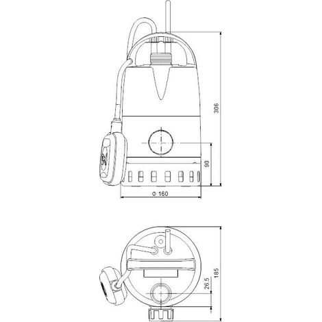 Grundfos – Pompe vide cave UNILIFT CC – Station de relevage pour eaux claires – Hauteur de refoulement max 3m – Monophasée, 250W, acier inoxydable