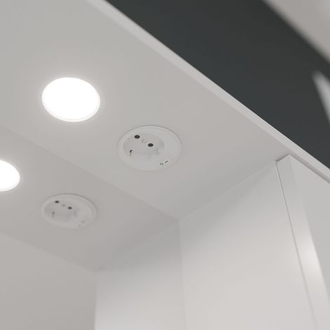 Kiamami Valentina – Ensemble meuble salle de bain 105 cm – Lavabo céramique – Miroir avec éclairage LED – 2 portes et 3 tiroirs – Blanc brillant — photo 4